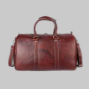 Sac de voyage unisexe en cuir véritable Sac de week-end pliant à la mode avec fermeture à glissière pour hommes et femmes - Product Image 6