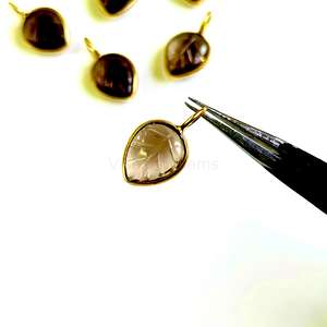 หินอัญมณีสีเงินสเตอร์ลิงรูปใบควอทซ์สโมควอทซ์สโมควอทซ์ธรรมชาติสำหรับแกะสลักด้วยมือ - Product Image 6