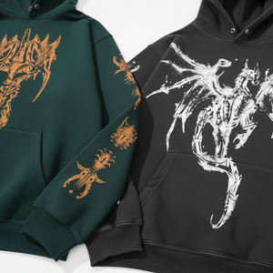 Sweat à capuche décontracté pour homme en coton 100% avec imprimé de dessin animé de dragon, style streetwear classique, effet délavé - Product Image 5