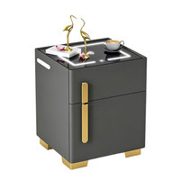 Table de Chevet Intelligente OEM Moderne avec Recharge Sans Fil, Port USB, Verrouillage Tactile et Rangement Caché pour Chambre, Appartement, Salon