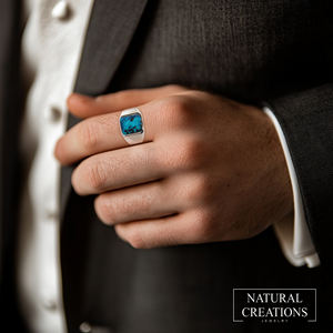 925 Sterling Silver Men's Classic Shattuckite Bezel Setting Octa <b>Cushion</b> Handmade Unique Gift Him Birthday Anniversary Party - Product Image 4