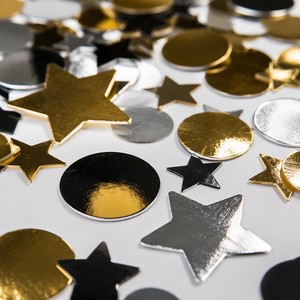 Metallic Foil Confetti Gold Black Star Heart Round 1-2.5cm Table Scatter <b>Balloon</b> Fill Party <b>Decoration</b> - Product Image 2