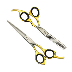 กรรไกรตัดผมสแตนเลสเคลือบเปล่าสำหรับช่างตัดผมที่วางนิ้วสบายพร้อมสกรูแฟนซีเครื่องมือตัดผมเพื่อความงาม - Product Image 5