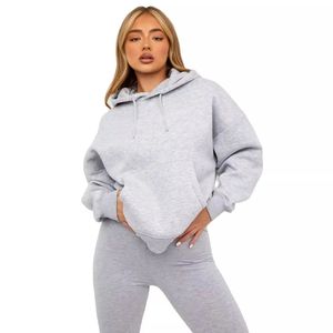 Sudadera con capucha oversize para mujer con patrón personalizado, estilo casual de invierno, corte holgado, mangas largas, bordado y estampado de letras - Product Image 1