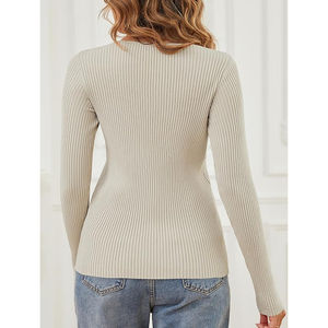 Suéter de cuello redondo transpirable de corte clásico para mujer, manga larga, algodón supersuave, cuello redondo sostenible, logotipo frontal, estilo informal de invierno - Product Image 4