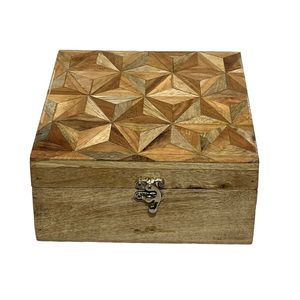Handcrafted Wooden Round <b>Box</b> With Lid Carved Ripple Design Jewelry Holder <b>Keepsake</b> Organizer Trinket Storage Decorative Casket - Product Image 3