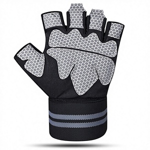 Gants de musculation unisexes avec sangles de poignet, demi-doigts, en nylon, taille L, protection complète de la paume - Product Image 4