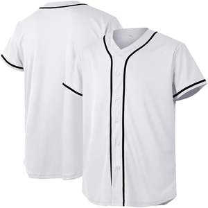 Camiseta Softbol Juvenil de Béisbol y personalizada, ropa deportiva blanca con botones completos, conjunto de ropa de béisbol y softbol de poliéster transpirable suave - Product Image 3