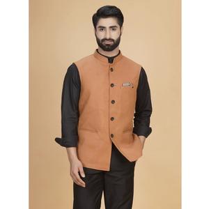 Gilet de luxe pour homme, couleur moutarde dorée, le plus vendu, pour les mariages, les tenues de fête et les événements culturels, disponible au prix d'usine - Product Image 1