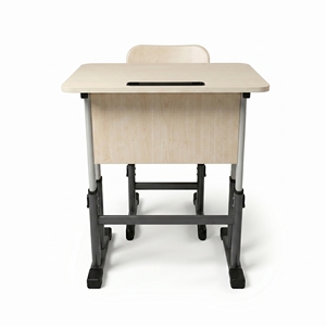 Escritorio Escolar Moderno con Patas Metálicas en Forma de T, Acabado con Recubrimiento en Polvo, Superficie de Madera Blanca, Silla Ajustable en Altura, Diseño Duradero y Minimalista - Product Image 6
