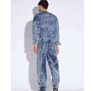 Custom 400 GSM Acid Washed Sweatsuit Men Streetwear Man <b>Track</b> <b>Suit</b> Heavyweight Regular Fit Sweatshirt and Pants Set Cheap Price - Product Image 4