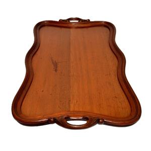 Bandeja de almacenamiento de placa de cargador de madera redonda Vintage de granja de venta fresca rústica de madera desgastada - Product Image 3
