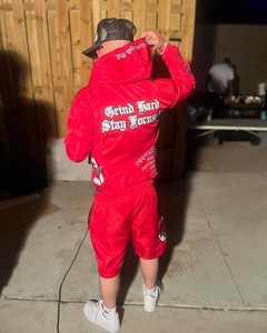 เสื้อกันลมแขนยาวแบบติดกระดุมสำหรับผู้ชายกางเกงขาสั้นผ้าไนลอนปักโลโก้ตามสั่งชุดกีฬาชุดสั้นสำหรับผู้ชาย - Product Image 2