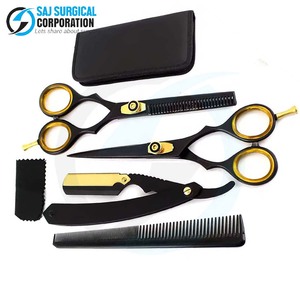 Kit de peluquero avanzado Diseño elegante en negro y dorado Herramientas de acero inoxidable de 14 piezas con tijeras de acabado mate y estuche de viaje - Product Image 4