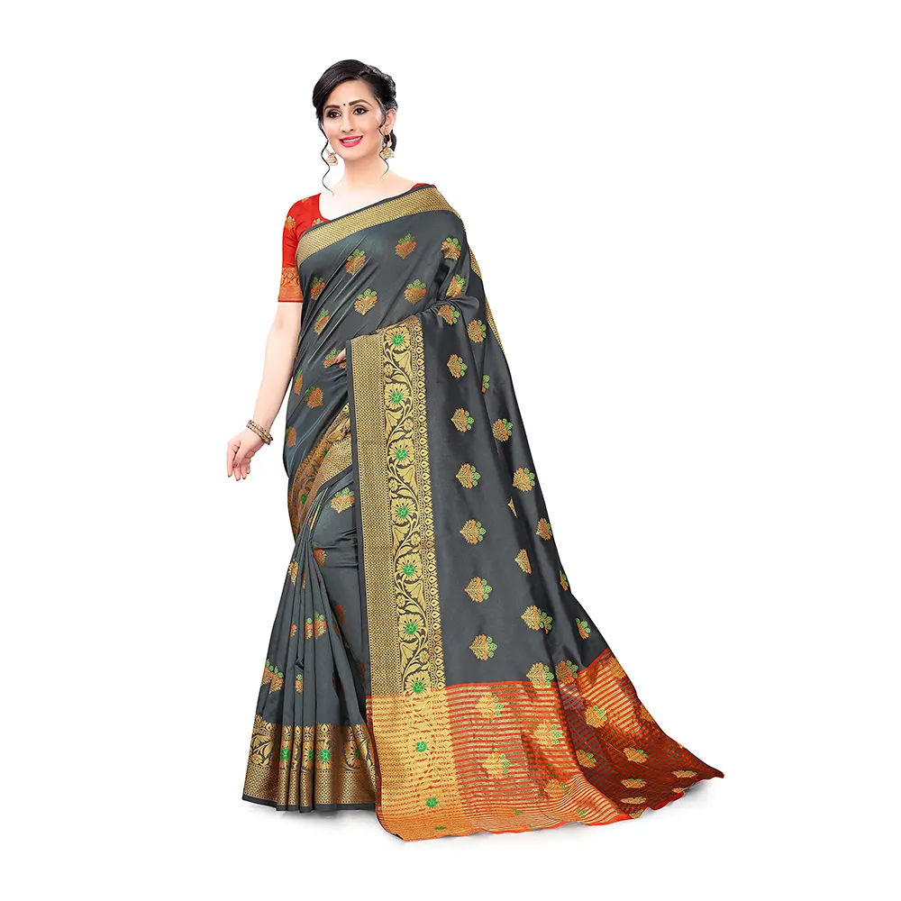 Designer Collection Litchi Silk Fabric Saree dal fornitore indiano per le donne per il matrimonio