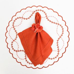Sustainable linen <b>table</b> <b>placemat</b> with handmade embroidery work for responsible <b>dining</b> decor home reusable washable - Product Image 5