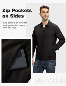 Chaqueta Cortavientos Ligera Unisex con Capucha, Cierre Completo, Informal, para Trabajo, Golf, Negocios, Invierno, con Bolsillos - Product Image 3