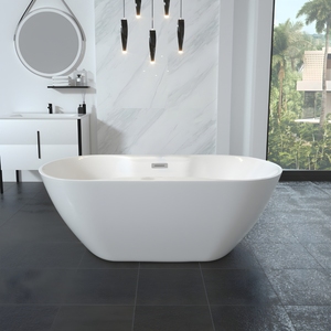 Baignoire en acrylique blanche brillante de 170 cm de forme ovale autoportante de 170x80x60 cm avec 1 paquet inclus - Product Image 3