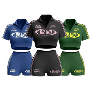 Conjunto de Camiseta de Manga Corta con Rayas Laterales y Pantalones Cortos a Juego para Mujer, Estilo Deportivo, Verano, Calidad OEM - Product Image 6