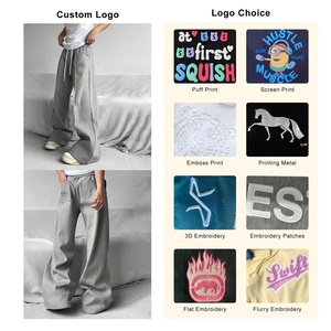 Pantalones acampanados de último diseñador 2025, pantalones de chándal para correr para hombre, pantalones de chándal informales sueltos lisos de gran tamaño personalizados para hombre, pantalones de chándal de lana pesada - Product Image 5