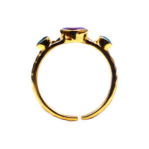 Bague Coeur Réglable en Argent Sterling 925 Plaqué Or Grenat Émeraude Pierres Précieuses Mode Doigt - Product Image 5