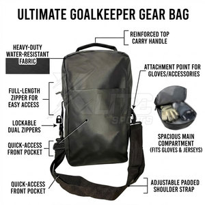 Sac de Transport Compact en Nylon pour Équipement de Football, Sac de Gardien de But Confortable et Respirant, Capacité 30-40L, Bandoulière pour Gants - Product Image 5