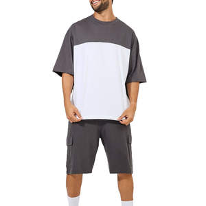 Ensembles d'été pour hommes T-shirts à manches courtes Shorts à jambes larges Costumes deux pièces Mince Respirant Homme Casual Loose Shorts and Shirts Sets - Product Image 1