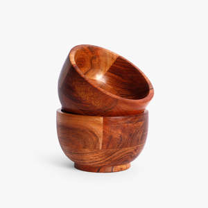 Serving Bowls 2pc Mango Wood Decorative Round Carved Bowl for Decoration <b>Centrepiece</b> Bowl for <b>Table</b> 10" X 10" X 2.5" - Product Image 5