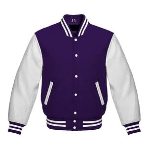 Veste de baseball varsity bomber en cuir véritable avec manches en cuir et corps en laine - Product Image 5