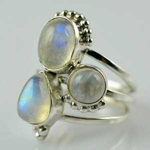 Rainbow Moonstone 925 Sterling Silver Handmade Statement Ring Boho June Birthstone Jewelry Perfect Gift for Her Birthday - Product Image 4