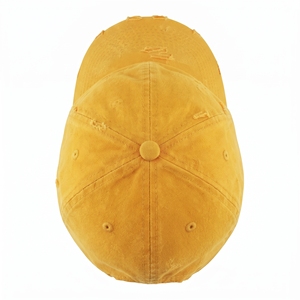 Casquette de baseball vintage en coton sergé délavé, 6 panneaux, réglable, unisexe, jaune uni, décontractée, printemps, bordure vieillie, broderie 3D - Product Image 6