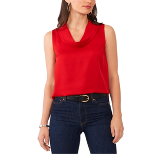 Vince Camuto Top rosso casual senza maniche con collo a cappuccio, taglia 2XL - Product Image 1