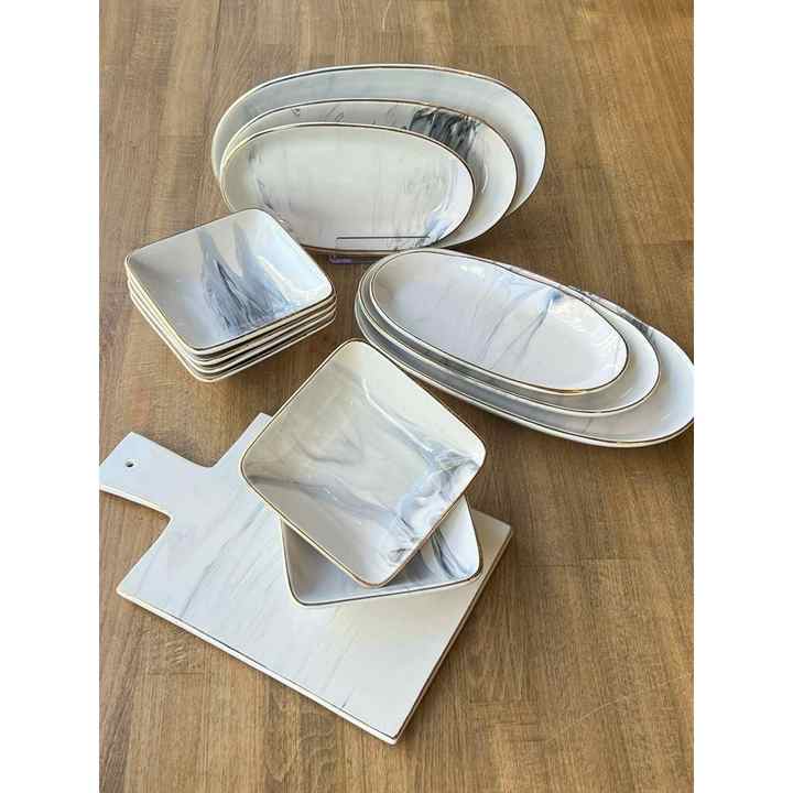 Gray Marble Pattern Presentation Set 13 Pieces