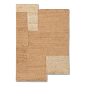 Tapis en jute et chanvre tissé plat beige et marron Daaira PDJT-388 pour usage domestique - Product Image 1