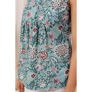 Débardeur court sans couture Mehr Elara pour femme – Idéal yoga, gym et entraînement – Respirant, motif floral turquoise, vêtement de sport décontracté - Product Image 4
