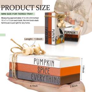 3 Pcs Thanksgiving Fall Decor pour la maison Mini Book Wood Tiered Tray Decor Halloween Autumn Book Stack Bundle - Product Image 2