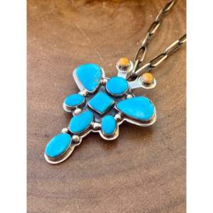 Pin/Colgante de Libélula Turquesa Hecho a Mano por Artesanos Navajo con Incrustaciones de Múltiples Piedras y Bisel de Plata Esterlina - Product Image 4