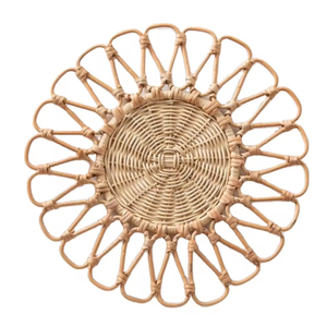 "Cesta de Arte de pared hecha a mano de mimbre tejido con decoración de flores para el hogar Vietnam" - Product Image 5