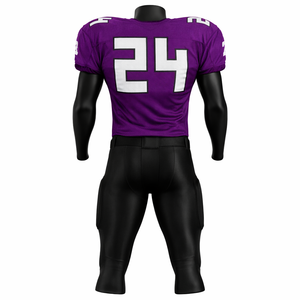 Ensemble d'uniformes de football américain personnalisés, maillot violet et pantalon rembourré noir, kit d'équipe de football américain - Product Image 2