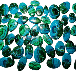 Vente en gros de cabochons en azurite et chrysocolle 100% naturels, de haute qualité, druzy, pierres précieuses en vrac, certifiées par un tiers, taille personnalisable - Product Image 1