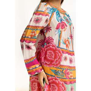 Ensemble coordonné 2 pièces chic bohème pour femme en mousseline de soie texturée rose imprimée Dobby, tenue short pour le printemps/été, taille XS - Product Image 6