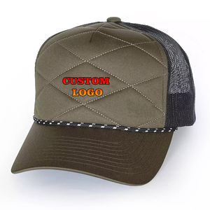 Casquette de camionneur en maille à 5 panneaux de haute qualité avec logo de broderie personnalisé pour hommes-2 tons Streetwear hiver extérieur - Product Image 3