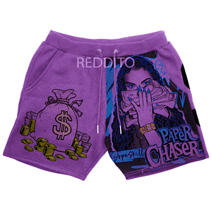 Shorts de jogging pour hommes style urbain avec logo personnalisé sur le devant, en toile écologique 100 % polyester, respirant, séchage rapide, coupe-vent - Product Image 1