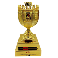 Fabrication de trophées personnalisés en plaqué or véritable, base en métal 20*16cm, trophée de championnat, récompenses en métal