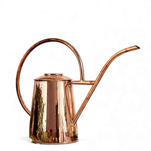 Arrosoir en cuivre poli de qualité supérieure avec poignée circulaire artistique, bec verseur allongé et corps conique - Product Image 1