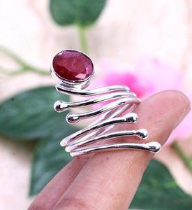 Anillo giratorio de rubí de plata de ley sólida 925, joyería de cabujón Natural hecho a mano estampado, el mejor diseño de piedras preciosas, anillo de promesa hecho a mano - Product Image 2