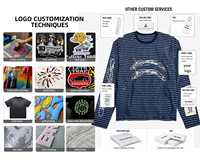 T-shirt unisexe rayé à manches longues, col rond côtelé, 100 % coton tricoté, lavé, anti-plis, coupe décontractée, style streetwear quotidien