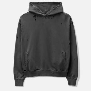 Sweats à capuche vintage de haute qualité pour hommes effet thermique lavé à l'acide et en détresse 100% coton hiver conception à motifs 3D - Product Image 4