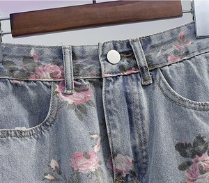 Embroidery Denim <strong>Skirt</strong> for Women High Waist Slim Fit Front Slit <strong>Floral</strong> Denim <strong>Skirt</strong> Charm Fashionable A-Line Plus Size