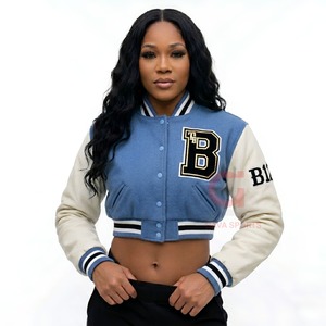 Chaqueta universitaria estilo béisbol para mujer, con parches de letras bordadas, estilo hip hop, corta, tipo bomber, ropa de calle, moda universitaria. - Product Image 6